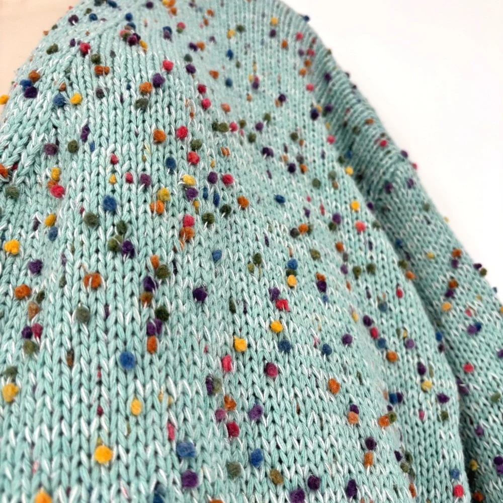 Blakely Over Sized Open Front Cardigan Pockets Polka Dot Multi Color Sz L